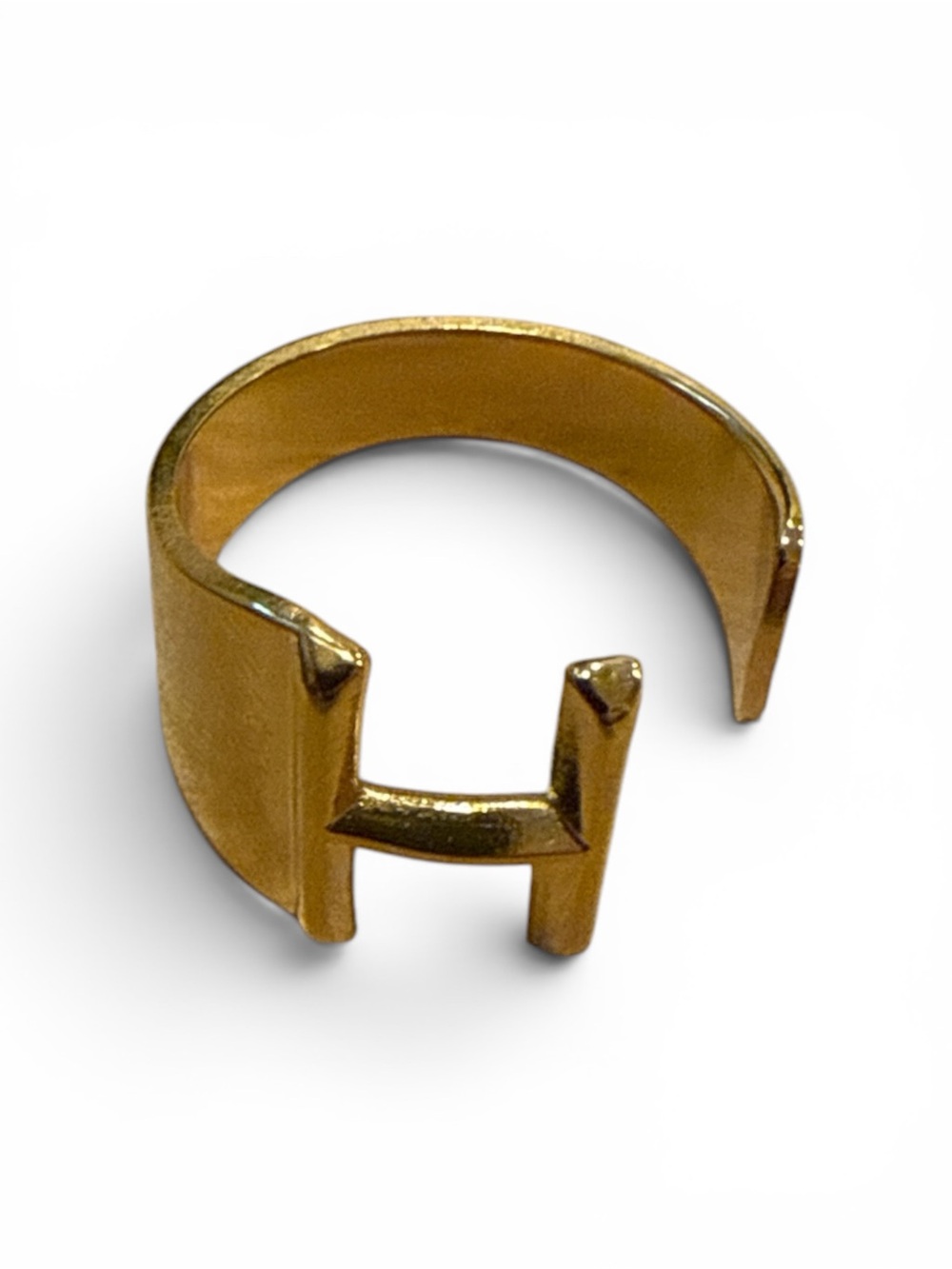 Plunder Shiny Gold H Open Cuff Ring